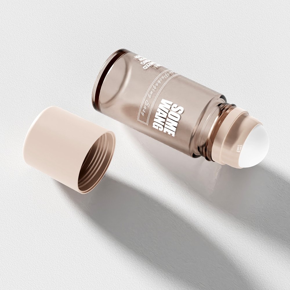50ml cylinder deodorant glass roll on bottle with biodegradable corn/starch cap, 1.67oz roll on glass bottle with plastic cap