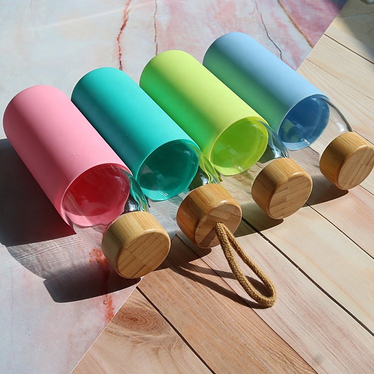 Fancy 500ml Glass Drinking Bottle with Silicone Sleeve - Stylish and Durable