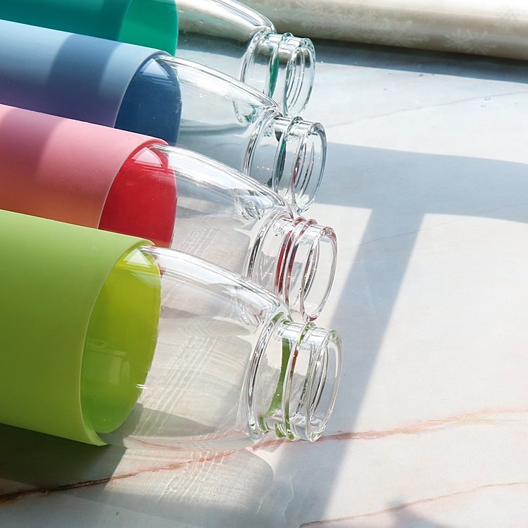 Fancy 500ml Glass Drinking Bottle with Silicone Sleeve - Stylish and Durable
