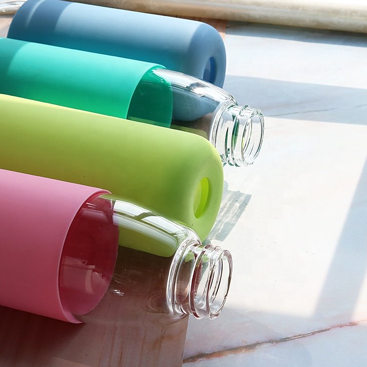 Fancy 500ml Glass Drinking Bottle with Silicone Sleeve - Stylish and Durable