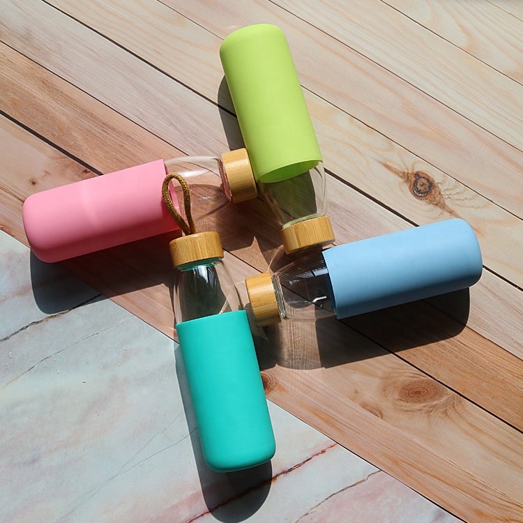 Fancy 500ml Glass Drinking Bottle with Silicone Sleeve - Stylish and Durable