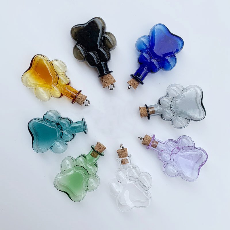 Colorful Mini cute claws shaped wishing vials Home Decoration storage jar Pendant Necklace corked glass bottle