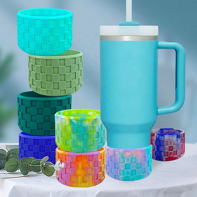 3D Checked Texture Silicone Sleeves Tumbler Bumpers NEW Pearl Metallic Chameleon Era 40oz Dark Aura Silicone Boots