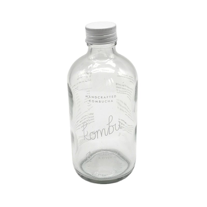 in Stock 60ml 2oz Boston round Beverage Glass Bottle with Twist Lid 30ml Volume Screen Printing Screw Cap Sealing