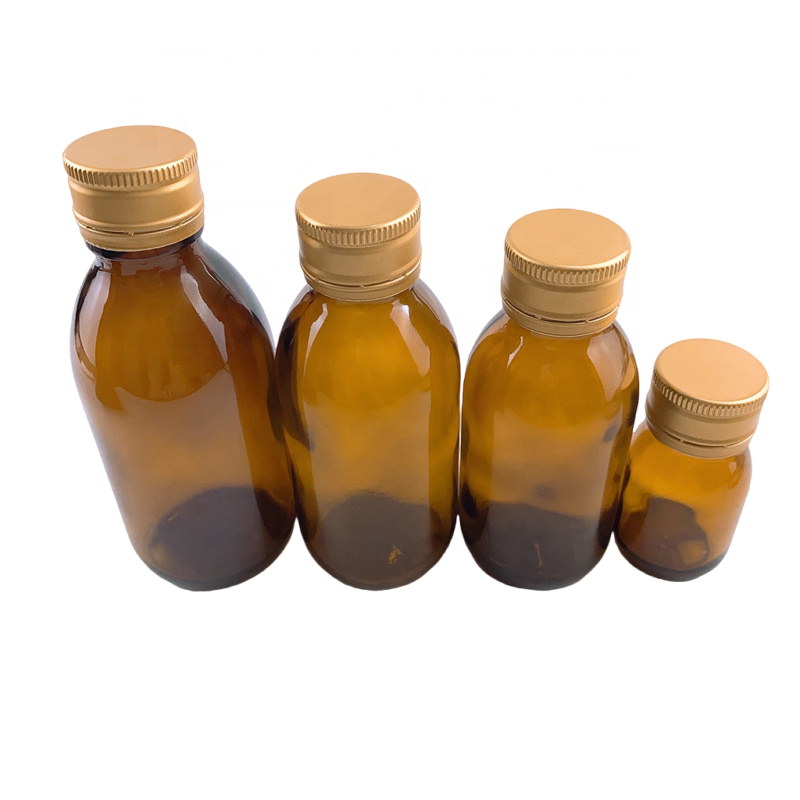 Bouteille de verre 30ml 50ml 60ml 100ml 150ml Empty amber Oral liquid medical syrup glass bottles with aluminum screw cap