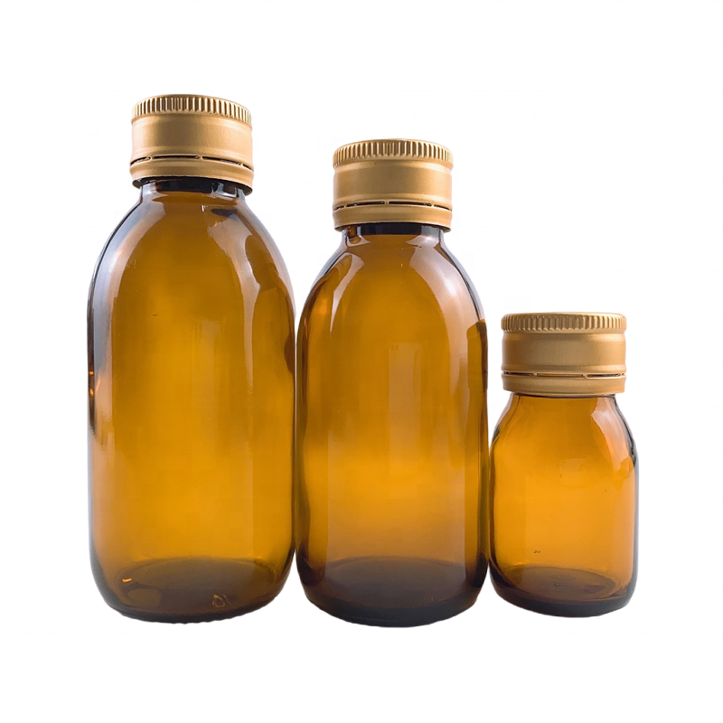 Bouteille de verre 30ml 50ml 60ml 100ml 150ml Empty amber Oral liquid medical syrup glass bottles with aluminum screw cap