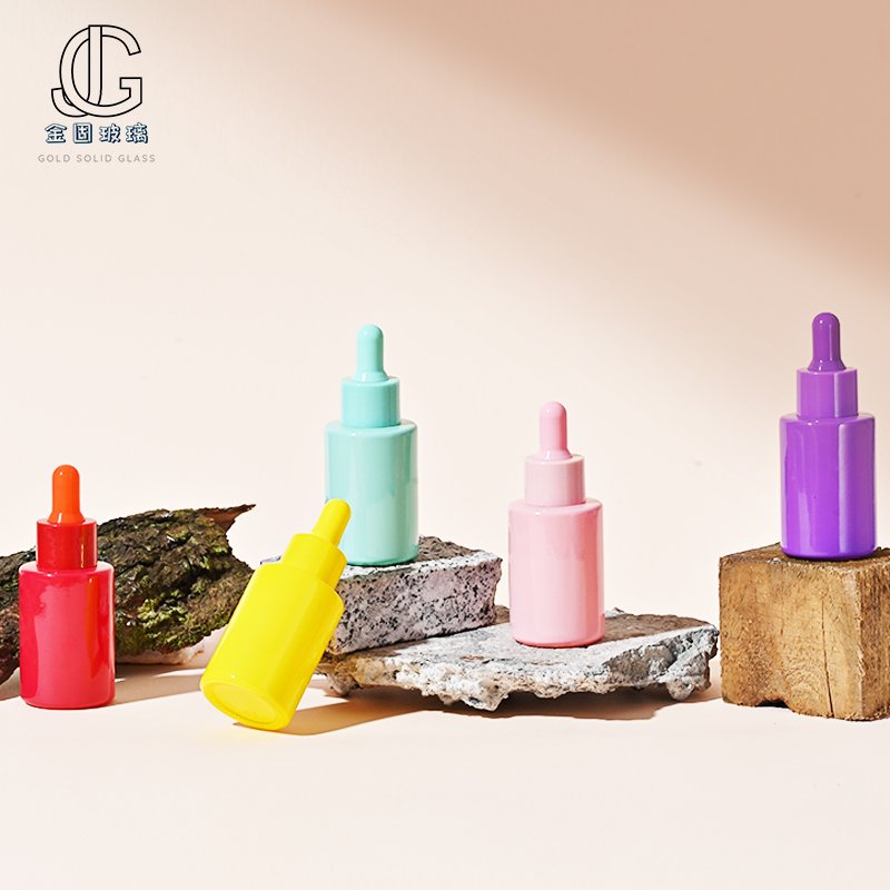 30ml Eyedropper Bottle Oil Bottle Portable Small Sample Essence Emulsion Dispenser Bottle Macaron Color Cosmetic Glass Burette