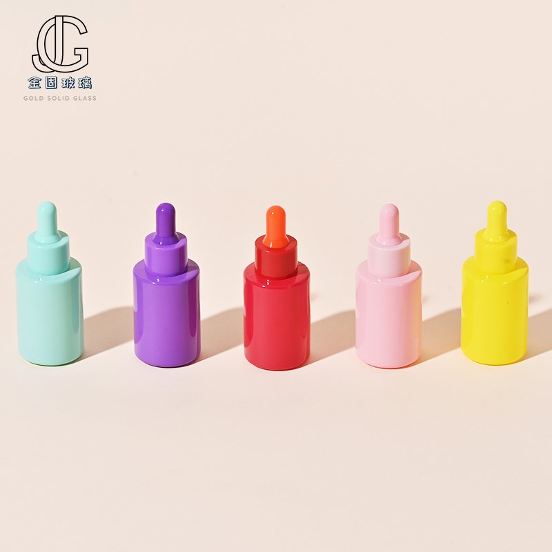 30ml Eyedropper Bottle Oil Bottle Portable Small Sample Essence Emulsion Dispenser Bottle Macaron Color Cosmetic Glass Burette