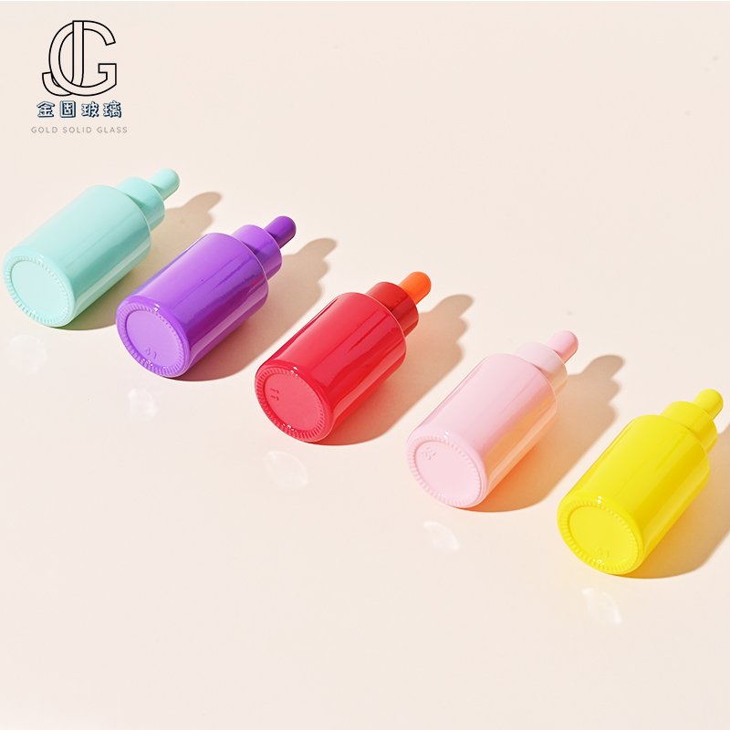 30ml Eyedropper Bottle Oil Bottle Portable Small Sample Essence Emulsion Dispenser Bottle Macaron Color Cosmetic Glass Burette