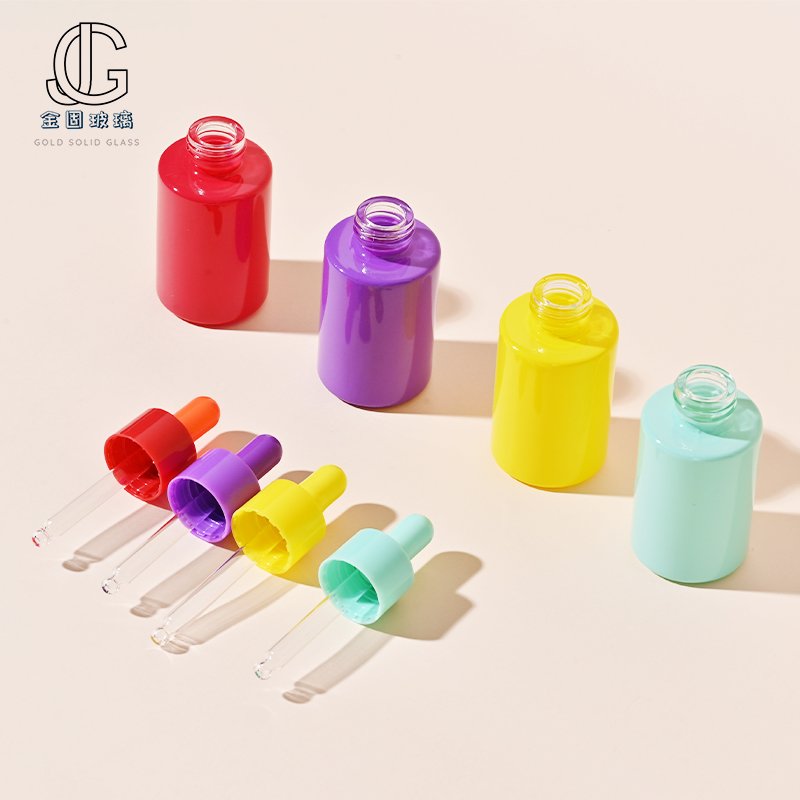 30ml Eyedropper Bottle Oil Bottle Portable Small Sample Essence Emulsion Dispenser Bottle Macaron Color Cosmetic Glass Burette
