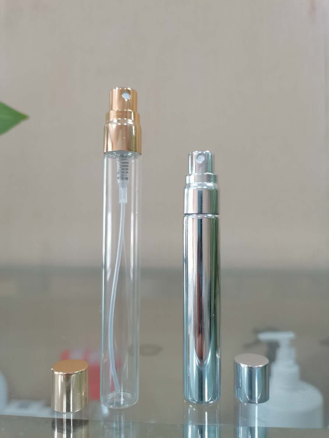 hot sale empty luxury 5ml 10ml 20ml clear fragrance all aluminum mist spray with cap perfume refillable glass bottle