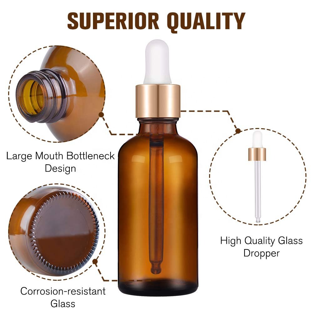 1oz Glass Dropper Bottle Empty Amber Glass Bottles with 2 Funnels & Pipettes 30ml Dropper Bottles for Essential Oils Body Oils