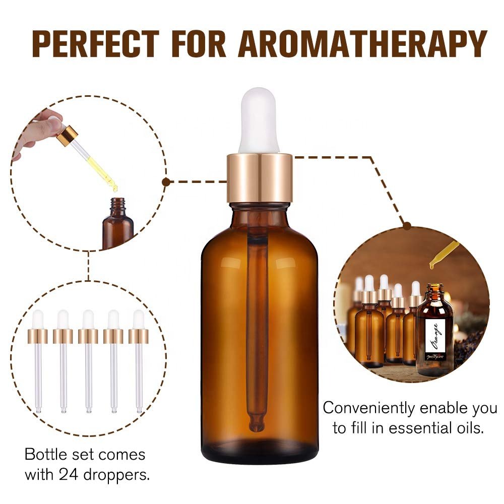 1oz Glass Dropper Bottle Empty Amber Glass Bottles with 2 Funnels & Pipettes 30ml Dropper Bottles for Essential Oils Body Oils