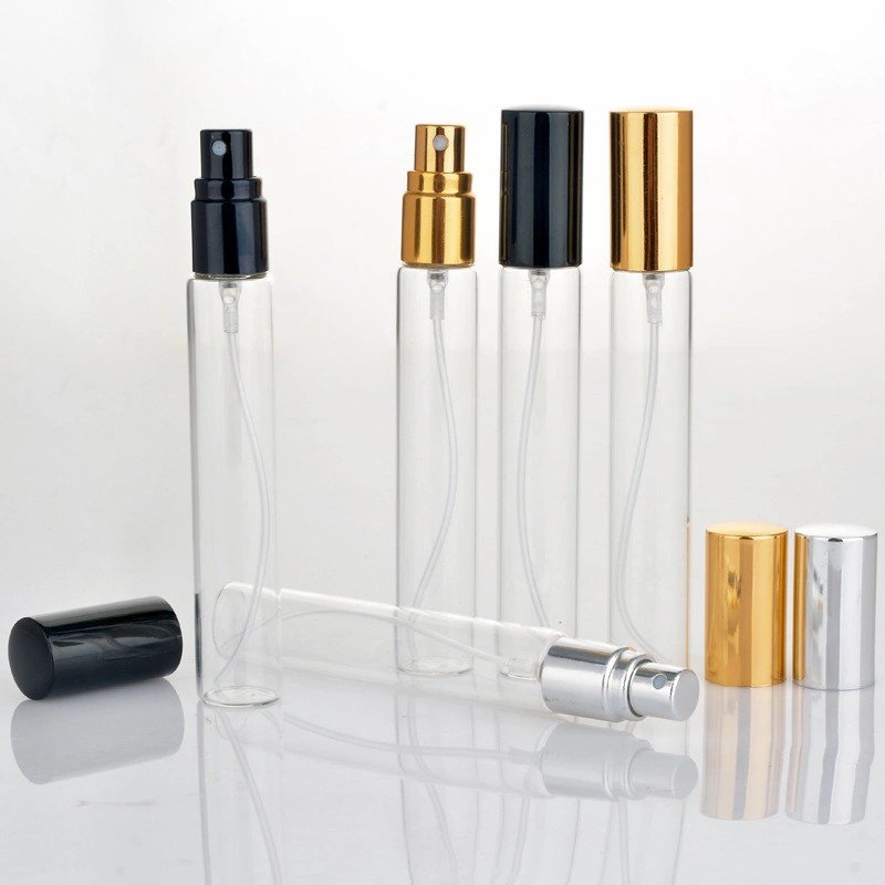 Custom Portable 10ml Clear Glass Refillable Perfume Spray Bottle with Aluminum Cap