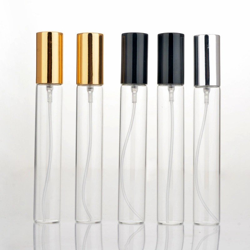 Custom Portable 10ml Clear Glass Refillable Perfume Spray Bottle with Aluminum Cap