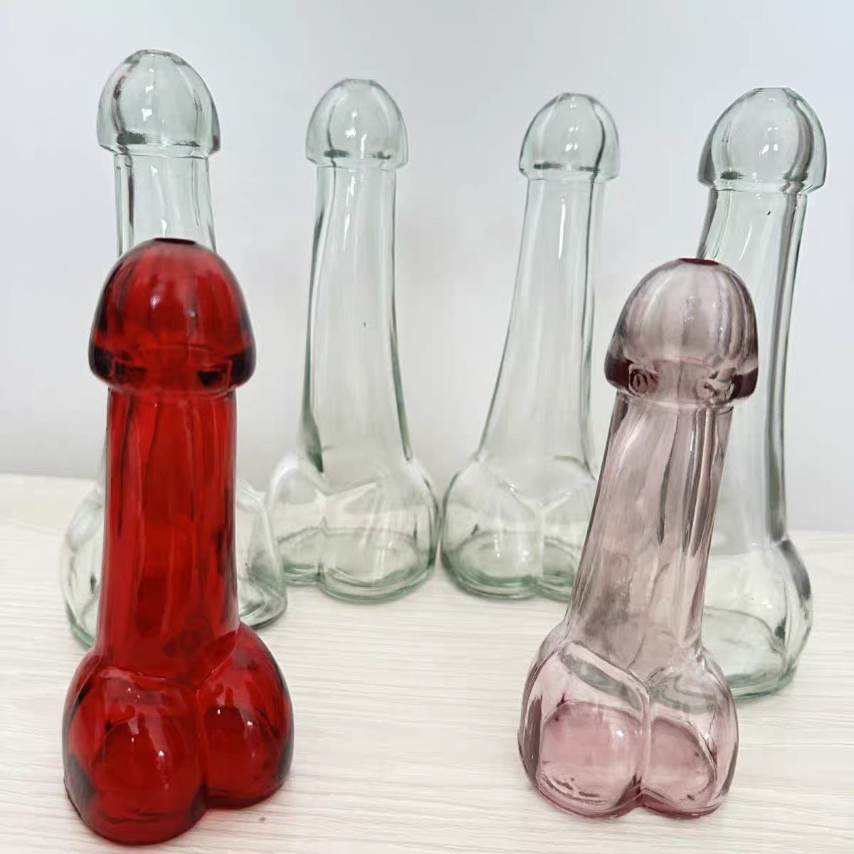 Transparent Willy Penis Shaped Bottle Cup Creative Wine Drinking Glass for Night Club Bachelor Party glass bottle