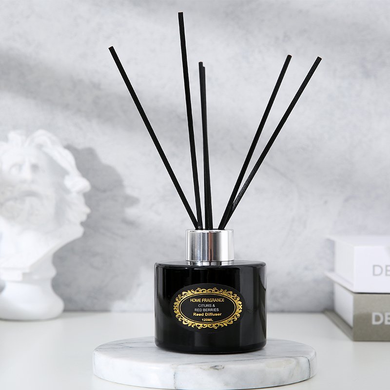 Best Sell Luxury Packaging Customs Commercial Black Square Glass Bottle Scent Air Freshener Home Fragrance Reed Diffuser