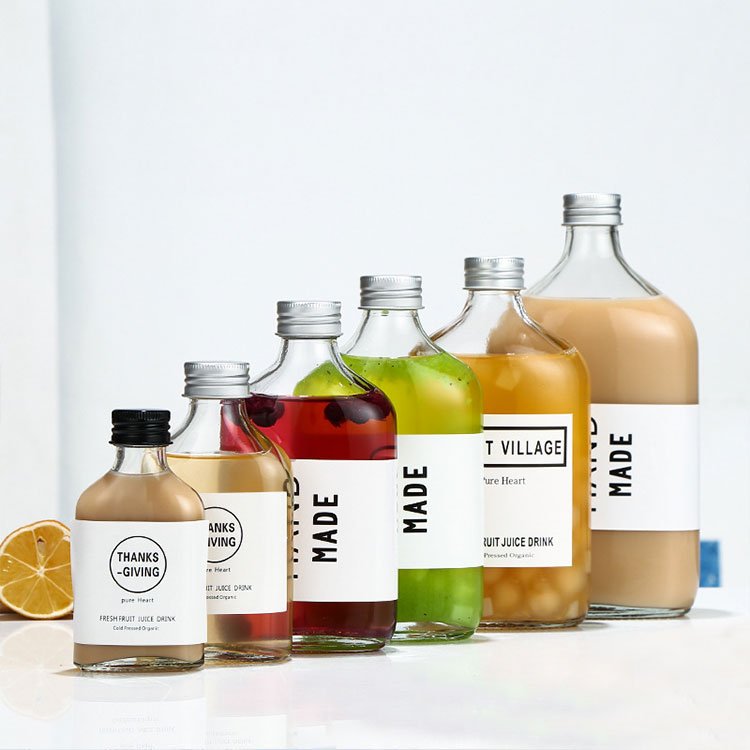 In stock flask glass wine bottle flat liquor glass bottle with metal lid