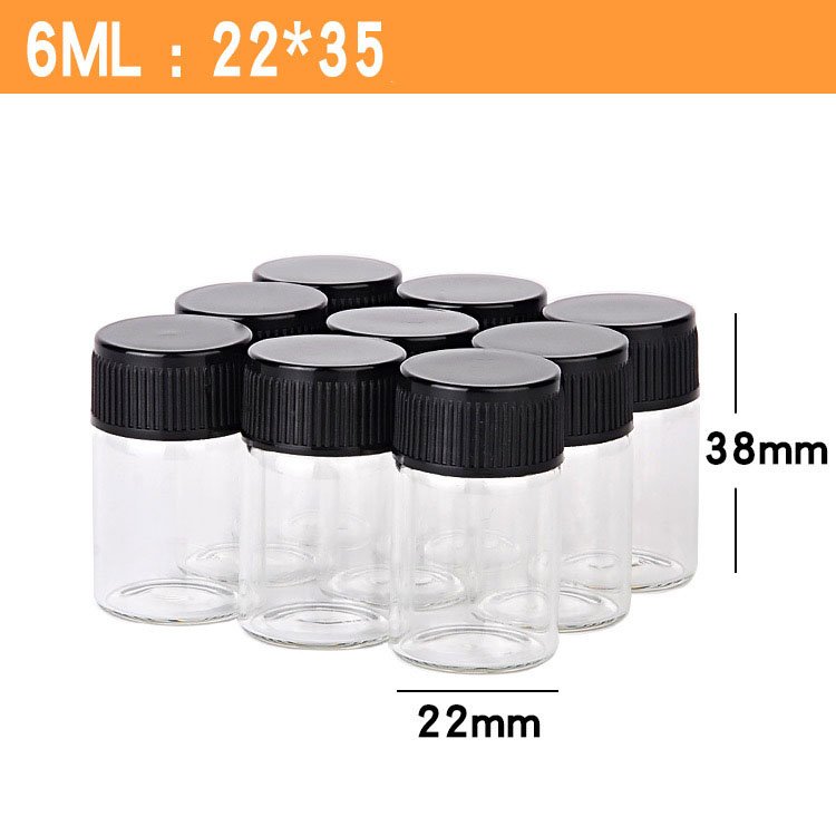 22mm 5ml 10ml 14ml Custom Design Medicine Mini Glass Vials Clear Sample Skincare Small Glass Bottles With Plastic Screw Lid