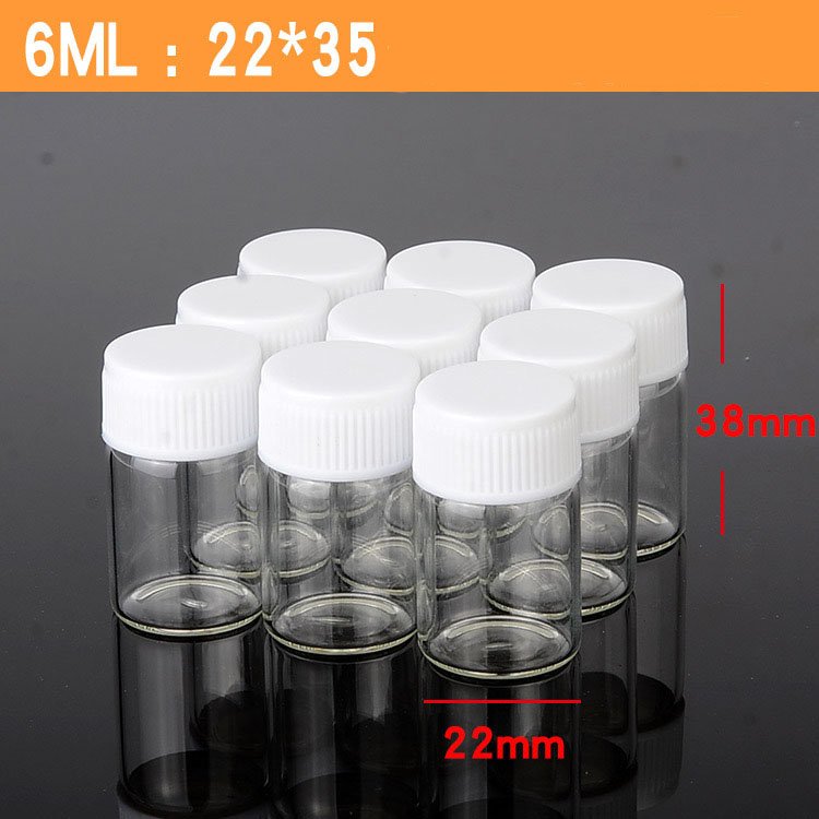 22mm 5ml 10ml 14ml Custom Design Medicine Mini Glass Vials Clear Sample Skincare Small Glass Bottles With Plastic Screw Lid