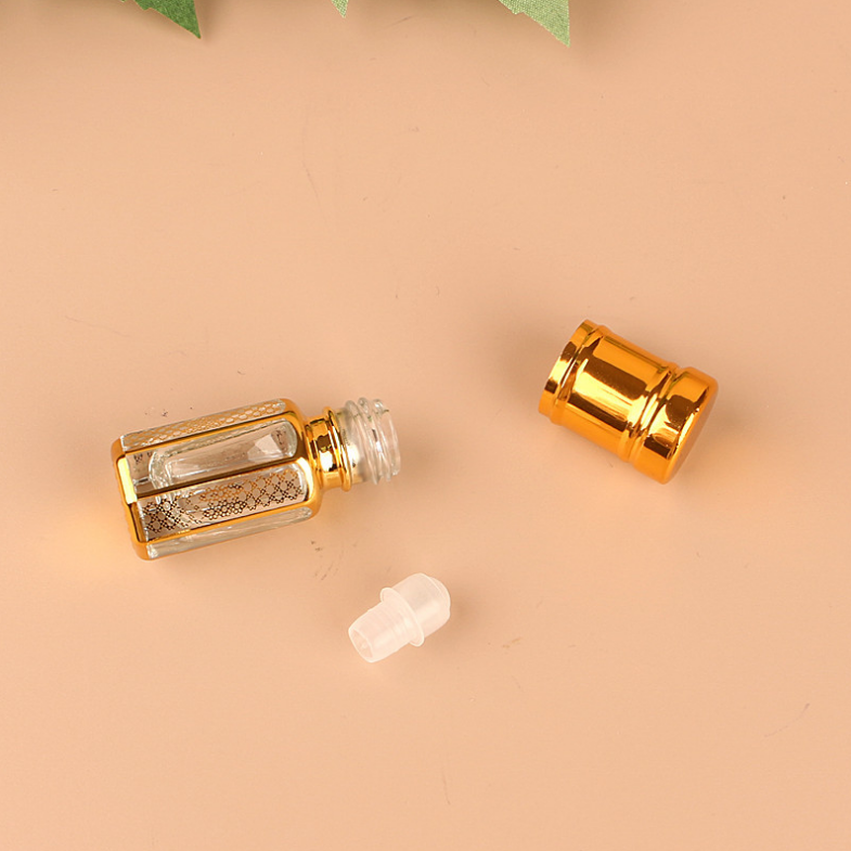 3ml Black Glass Body Hair Oil Bottles Roll on Perfume Attar Oud Gold Cap 6ml Capacity Cosmetics Packaging Dubai"