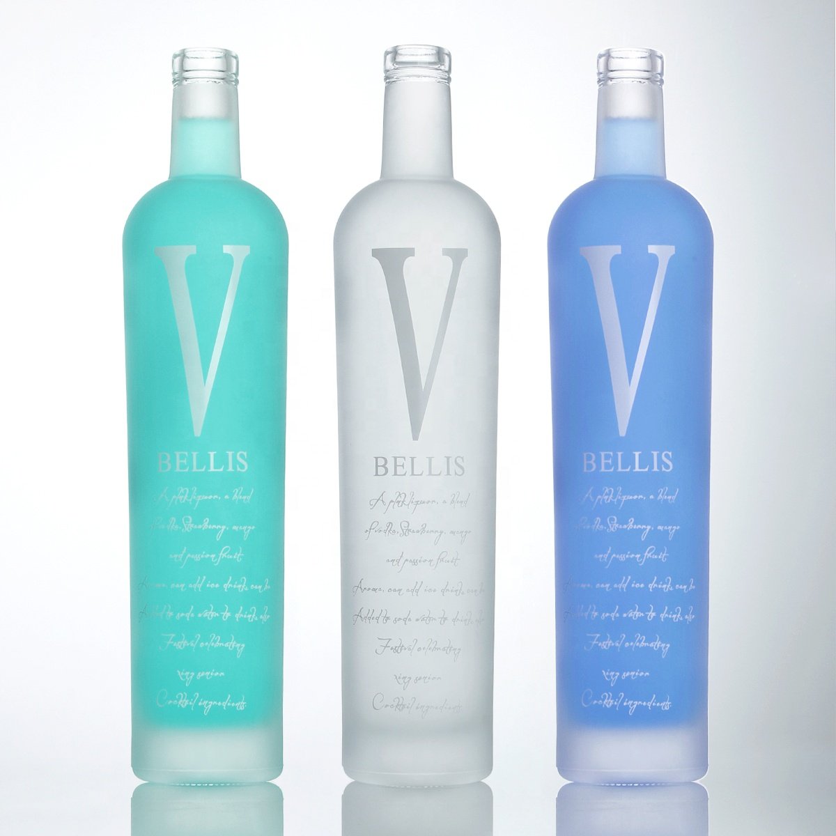 Wholesale Multi Color 750 ml 700 ml Modern Frosted Wine Bottle Empty High Shoulder Vodka Glass Bottle