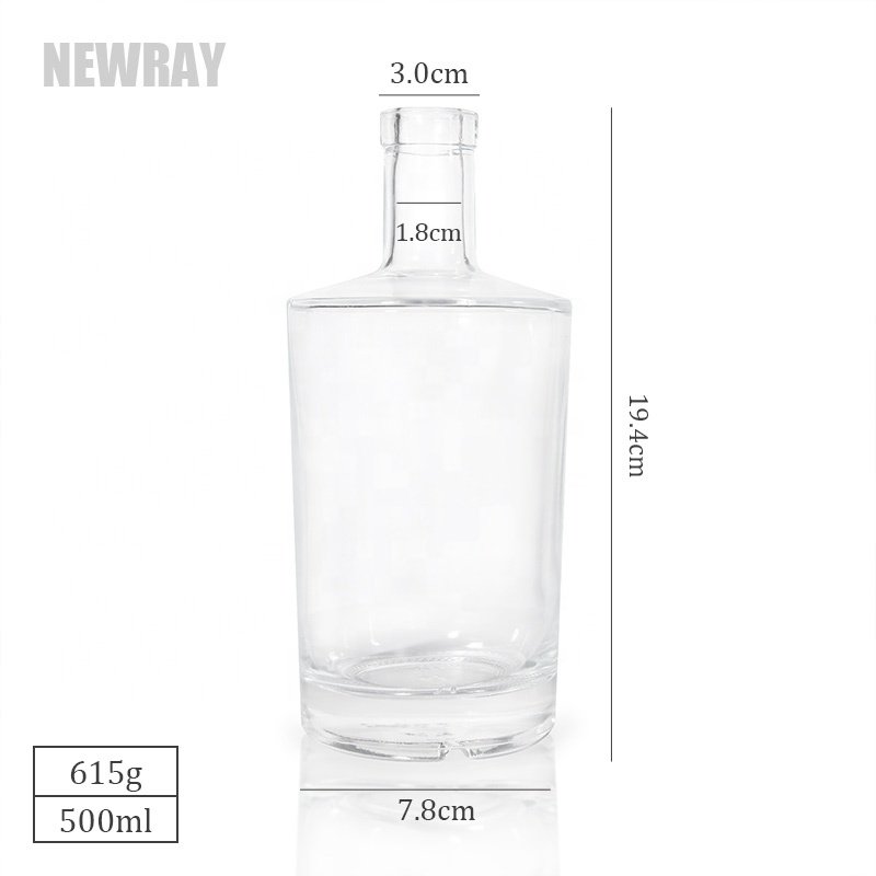 Wholesale 500ml 750ml Custom Glass Bottle Empty Clear Vodka Bottle for Whiskey Gin Liquor
