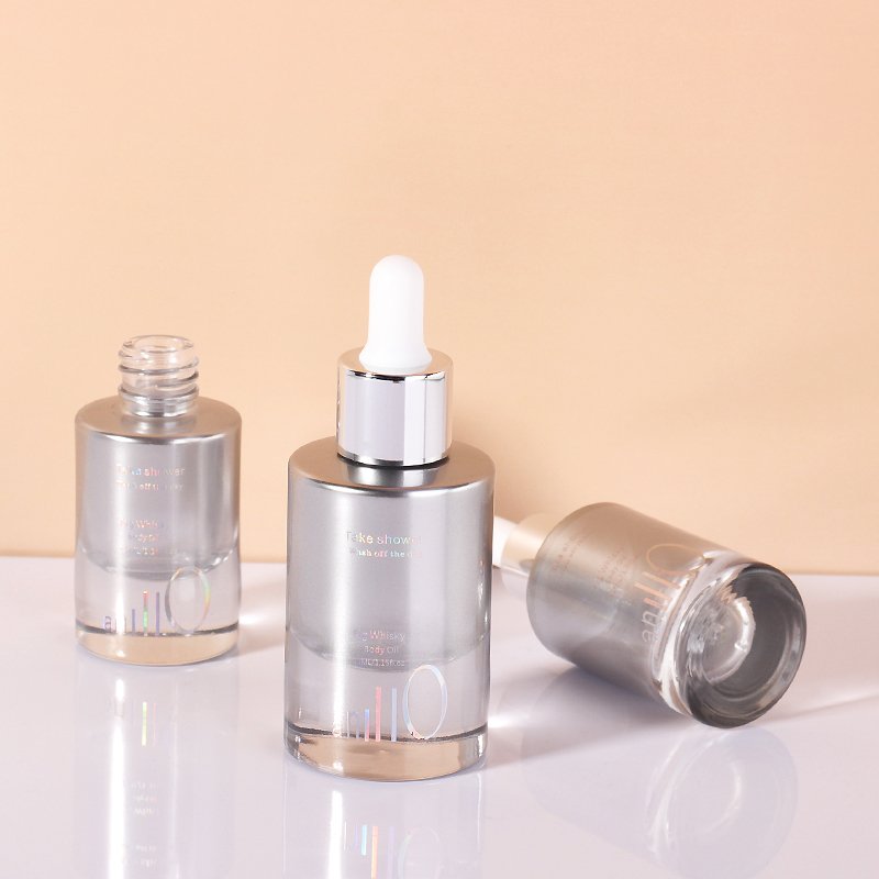 30ml Thick Bottom Silver Beard Hair Essential Oil Serum Glass Dropper Bottle Cosmetic Glass Bottle With Dropper