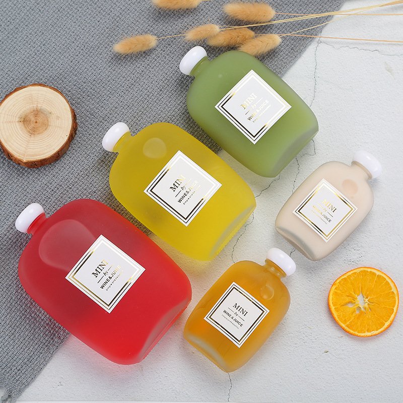 flat glass bottles flask hip bottles customized logo print coffee juice milk glass bottles 100ml 125ml 250ml 350ml 500ml