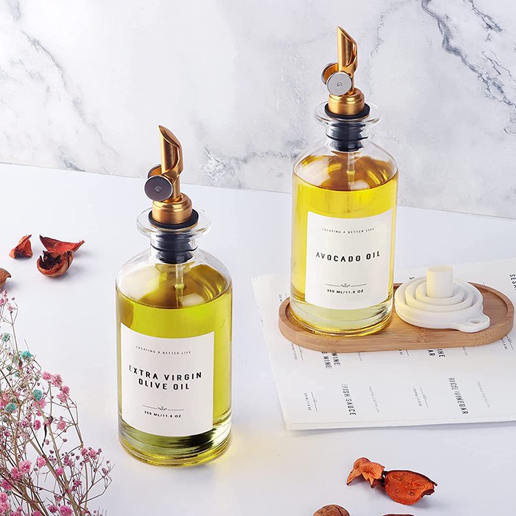 High Quality Olive Oil and Vinegar Dispenser Coffee Syrup Dispenser Glass Bottle with Weighted Pour Spout