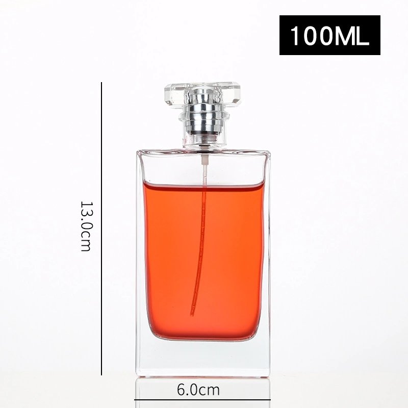 High quality Fea20mm for100ml perfume glass bottle with shiny gold perfume pump spray cap
