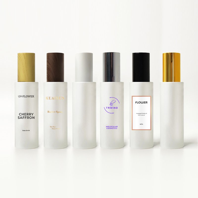 luxury white glass cosmetic lotion pump bottle 30ml airless flat shoulder lotion bottles new design
