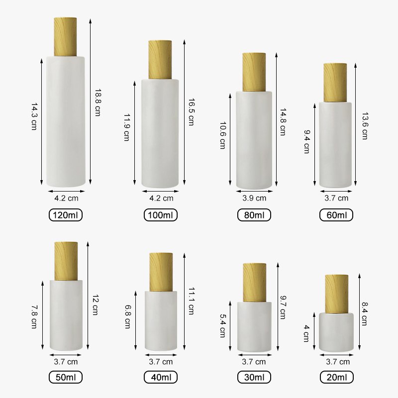 luxury white glass cosmetic lotion pump bottle 30ml airless flat shoulder lotion bottles new design