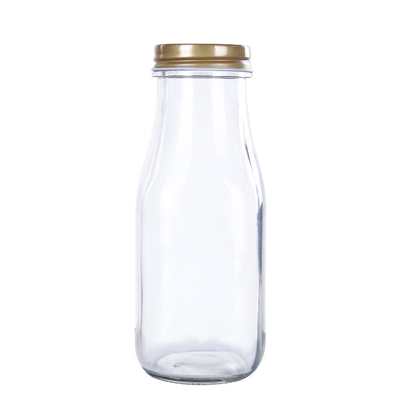 300ml beverage glass milk bottle with metal lid yoghurt glass bottles