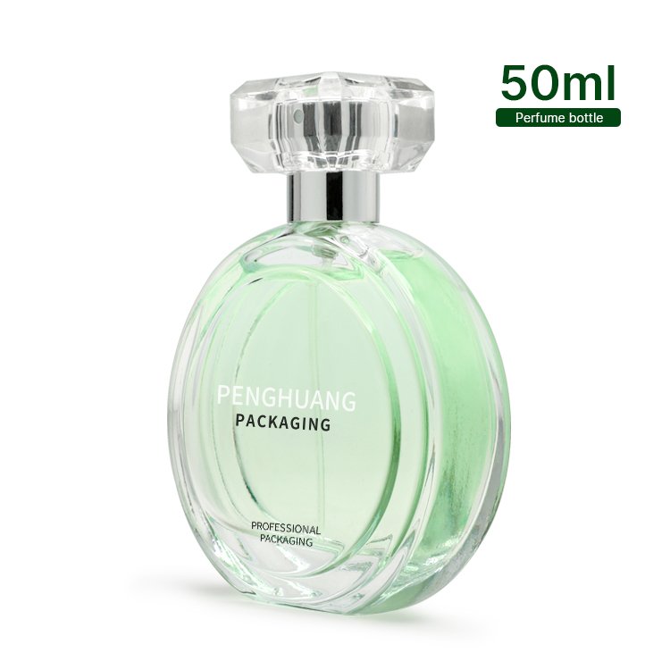 New Desgin Clear 50ml Sexy Lady Perfumes Glass Bottle Long Lasting Fragrance Flat Round Shape Perfume Spray Bottle