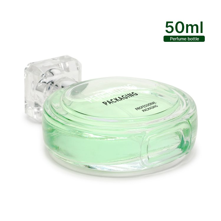 New Desgin Clear 50ml Sexy Lady Perfumes Glass Bottle Long Lasting Fragrance Flat Round Shape Perfume Spray Bottle