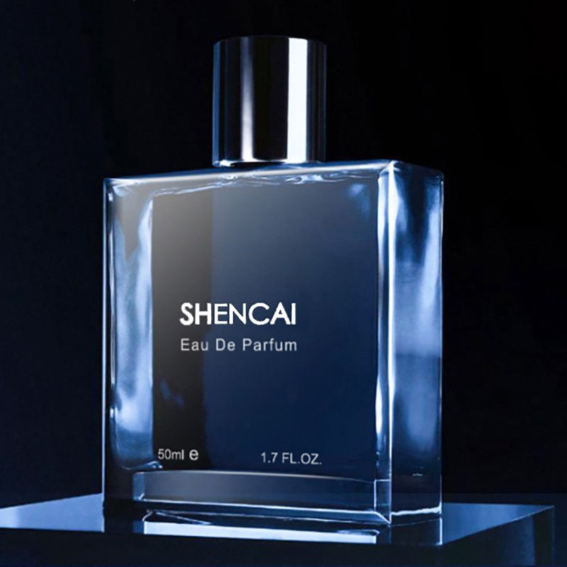 Wholesale 50ML 100ml Square Perfume Glass Bottle Transparent Blue Spray Curly Empty Bottle with Black Cylinder Cap