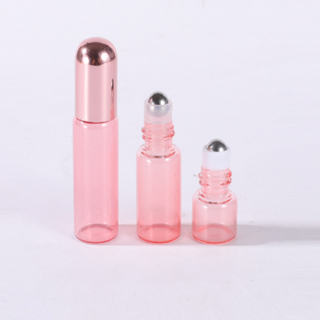 Luxury Pink Small Colorful Perfume Massage Oil Glass China Cosmetic Unique Glass Roll on Bottles Fashionable Sustainable
