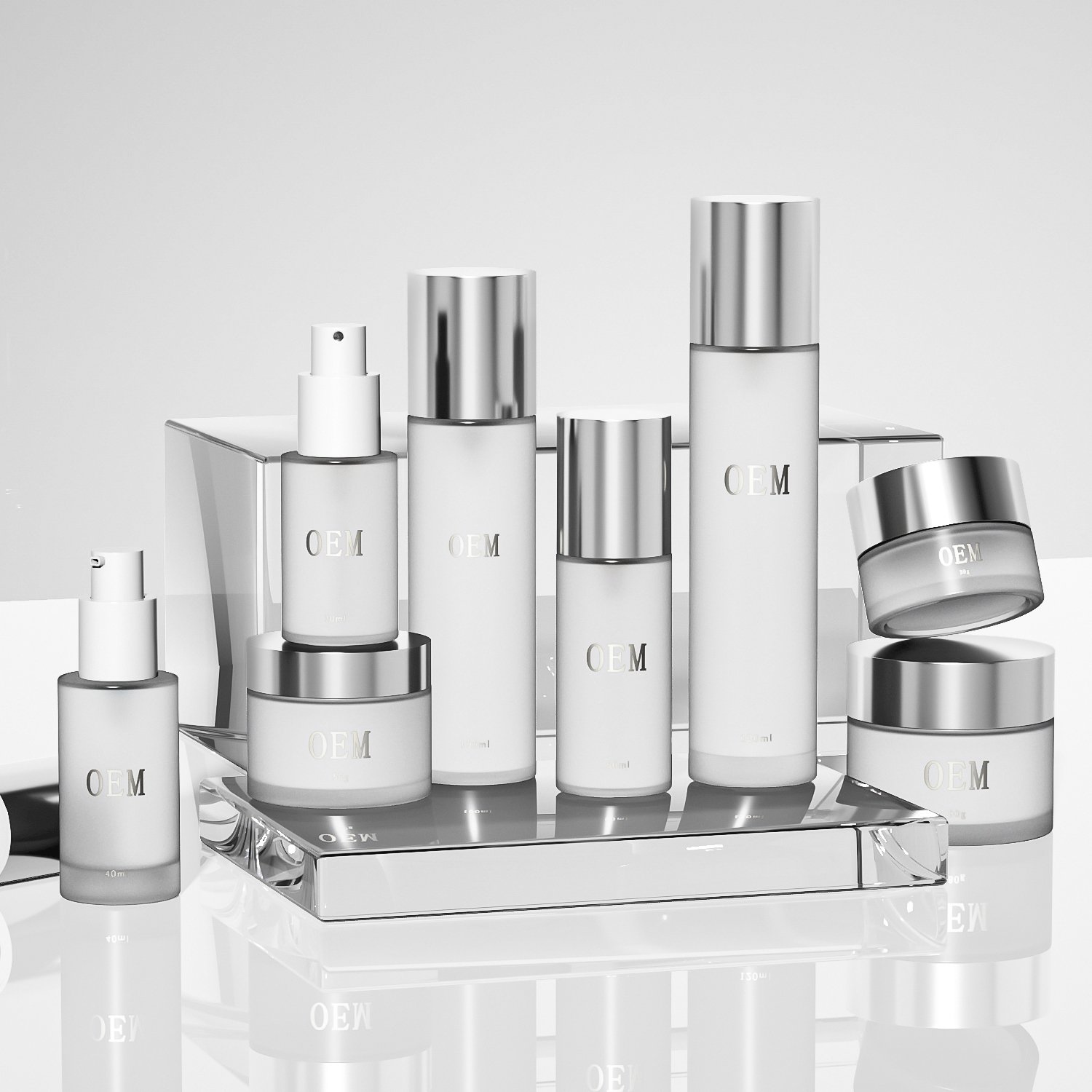 Custom Luxury 30g 50g 40ml 100ml 120ml cosmetic glass bottle sets factory glass jar for skincare face cream lotion bottle