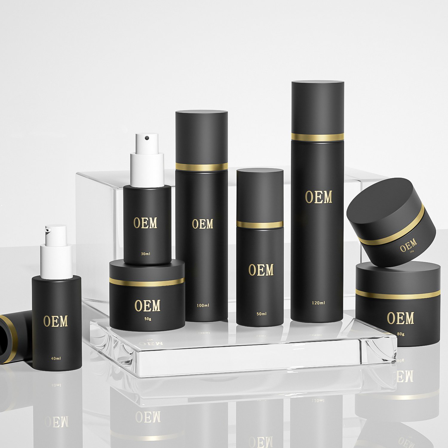 Custom Luxury 30g 50g 40ml 100ml 120ml cosmetic glass bottle sets factory glass jar for skincare face cream lotion bottle