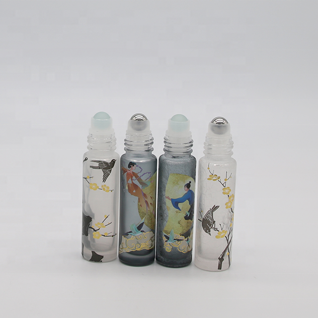 High quality 10ml roller ball bottle empty essential oil perfume skin care serum glass roll on bottle with roller ball cap