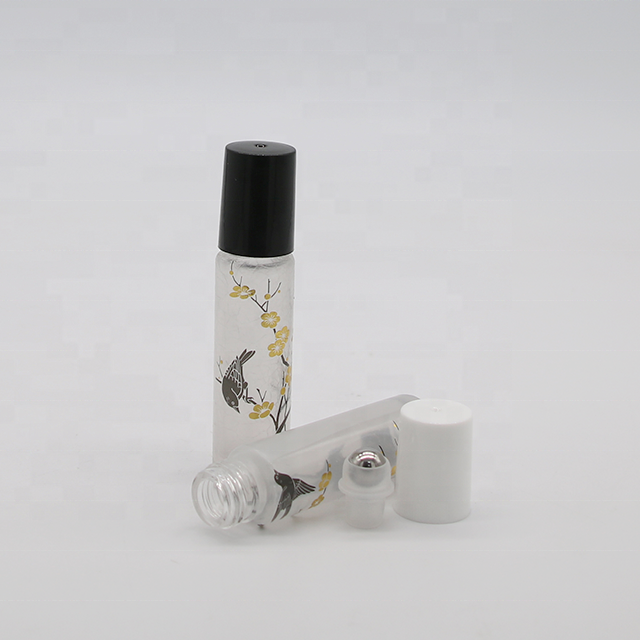 High quality 10ml roller ball bottle empty essential oil perfume skin care serum glass roll on bottle with roller ball cap
