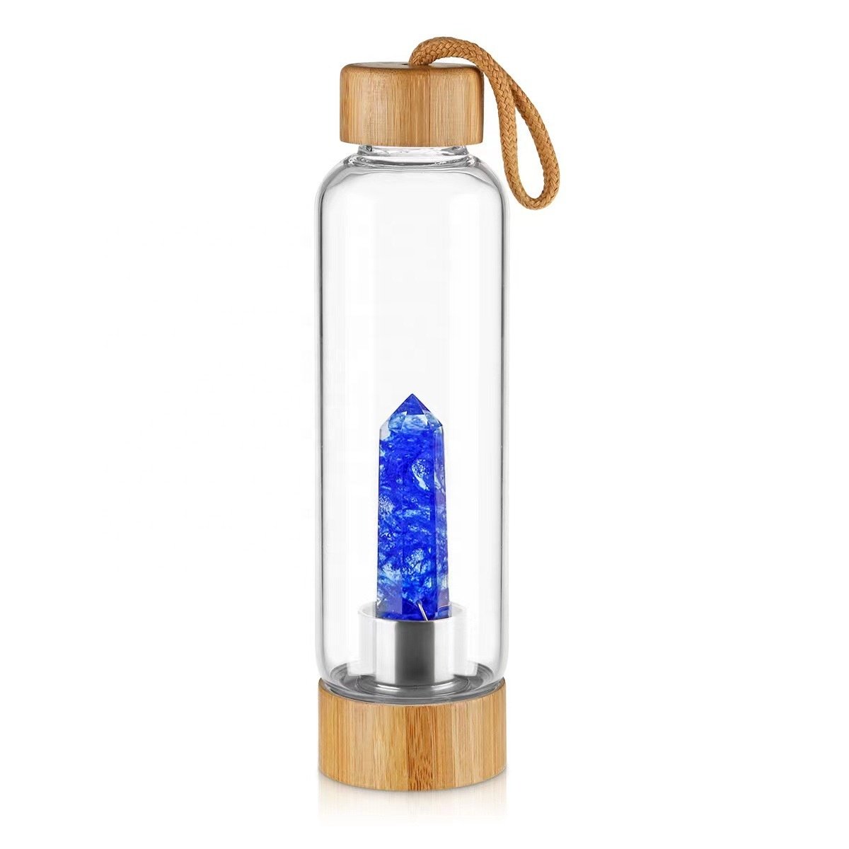 Direct Drinking Crystal Glass Bottle Lapis Lazuli Energy Quartz Gemstone Changeable Natural Crystal Center Wellness Healing