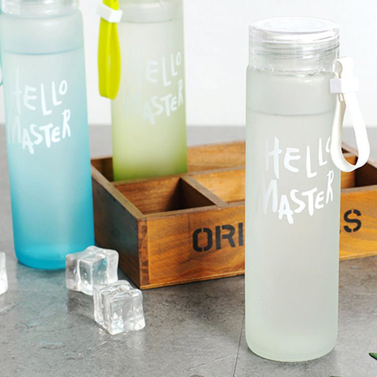 Hello Master Frosted Custom Water Glass Bottle glass cup