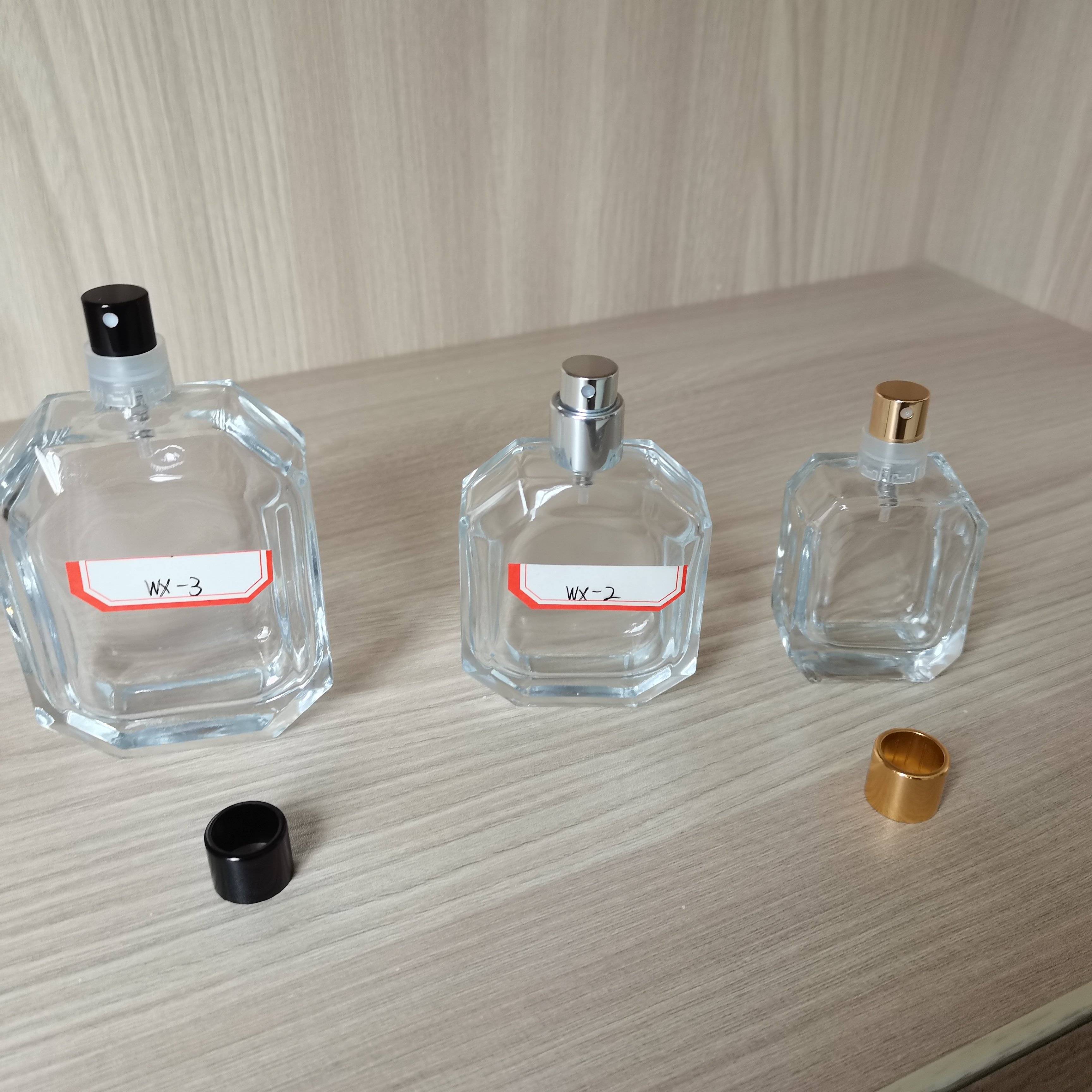 luxury Spray Aluminum easy crimp pump 30ml 55ml 100ml Perfume Glass Bottle empty bottle with collar