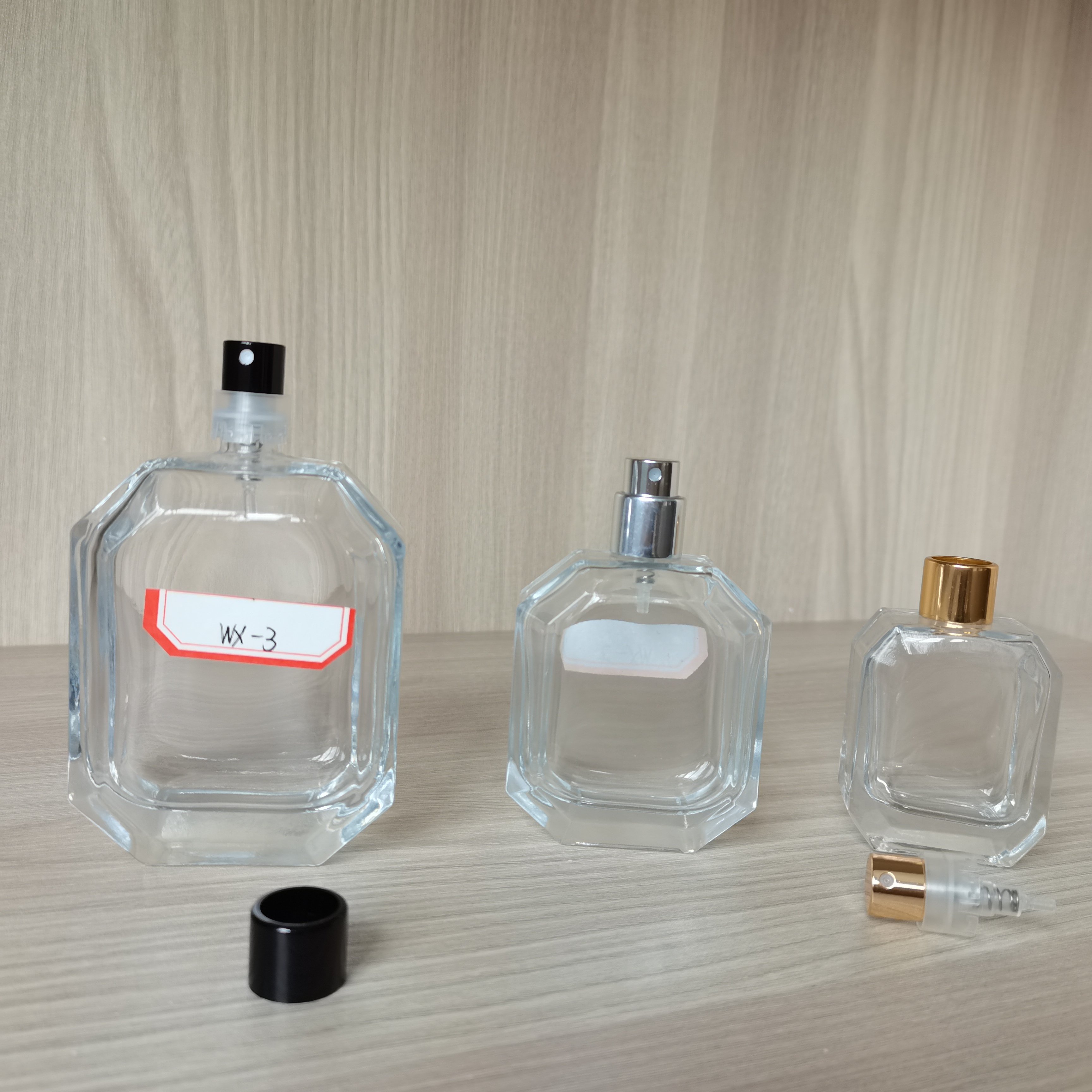 luxury Spray Aluminum easy crimp pump 30ml 55ml 100ml Perfume Glass Bottle empty bottle with collar