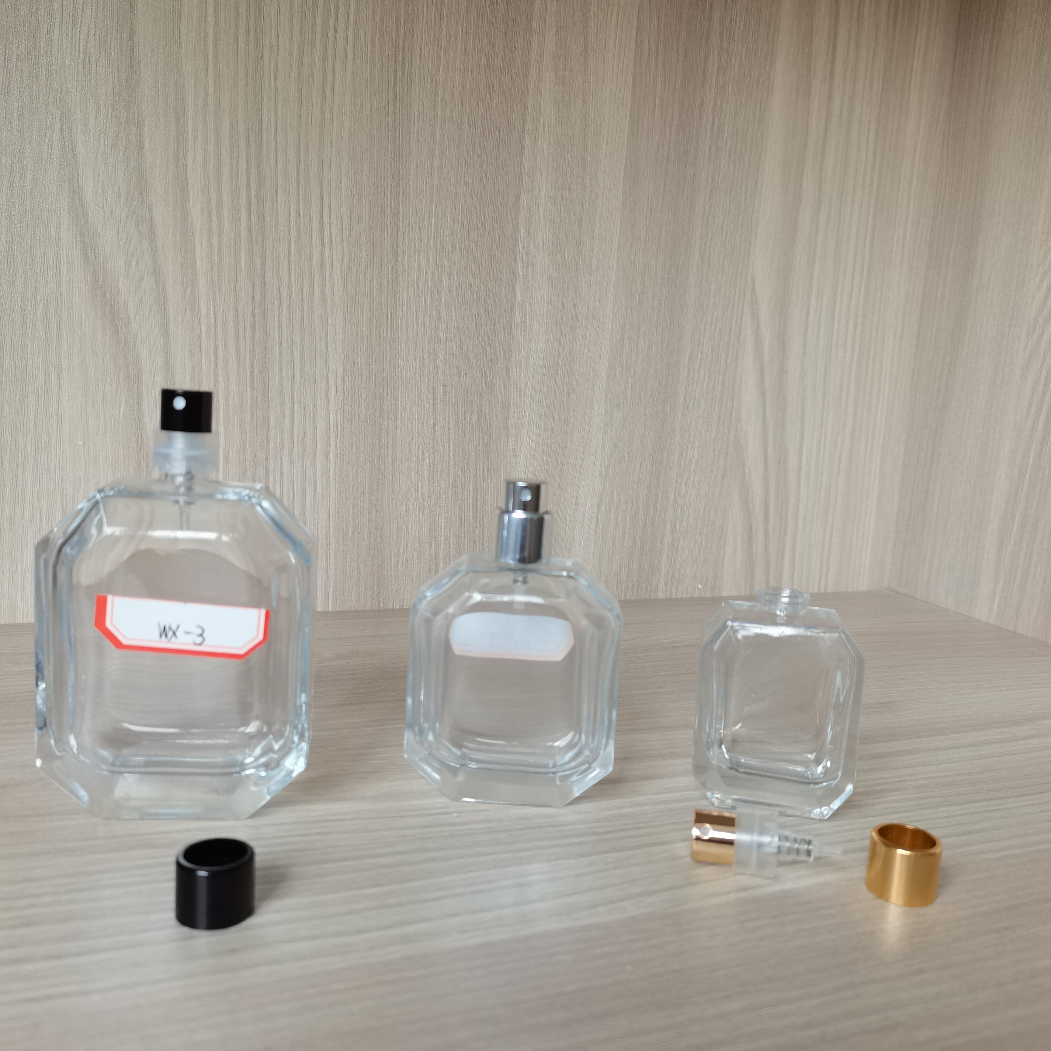 luxury Spray Aluminum easy crimp pump 30ml 55ml 100ml Perfume Glass Bottle empty bottle with collar