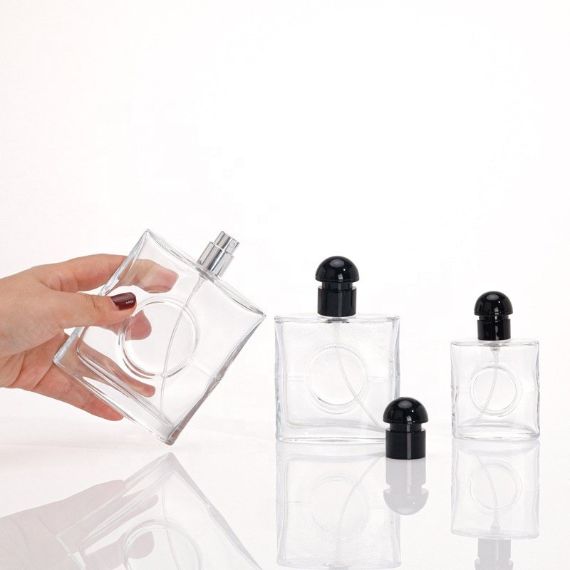 30ml 50ml Luxury striped perfume bottle empty glass perfume bottles women round transparent cosmetic spray bottle Atomizer