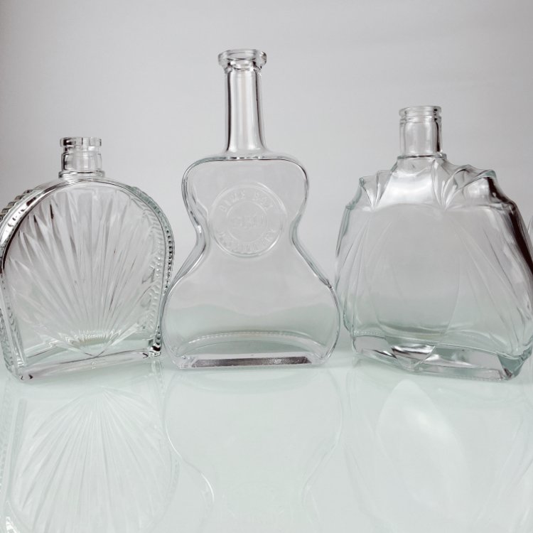 200ml 375ml 500ml 750ml 1000ml Transparent Round Empty Flint Glass Liquor Wine Whisky Vodka Tequila Bottle With Customizable pl