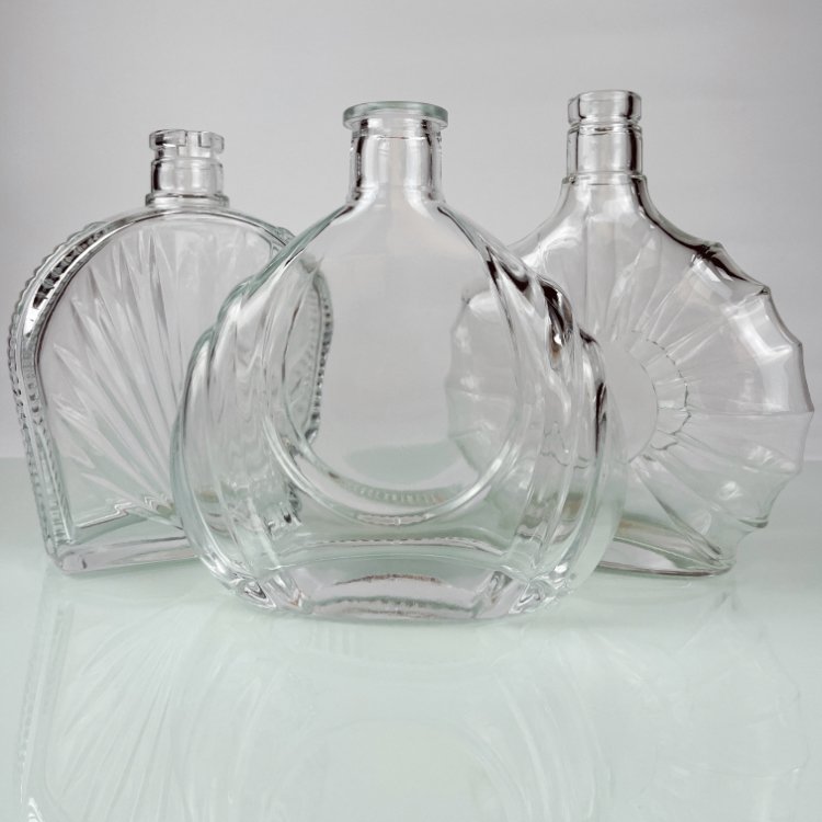 200ml 375ml 500ml 750ml 1000ml Transparent Round Empty Flint Glass Liquor Wine Whisky Vodka Tequila Bottle With Customizable pl